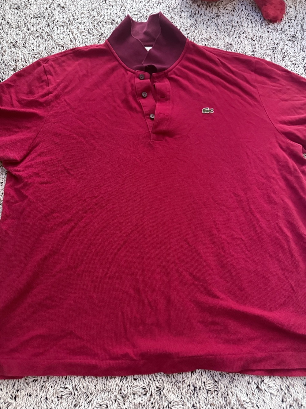 Lacoste Men’s Burgundy Polo with Dark Contrast Collar